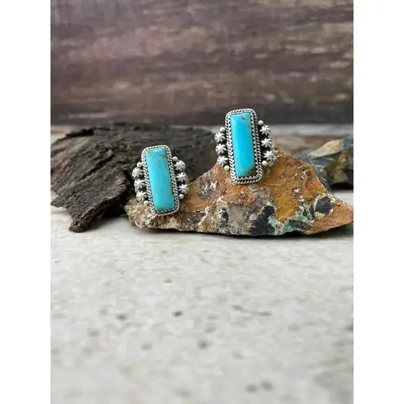 Handmade Sterling Silver Blue Turquoise Adjustable Ring "Signed Nizhoni" - Picture 3 of 5